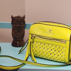 KATE SPADE NEON YELLOW LEATHER CROSSBODY BAG W/ a few IMPERFECTIONS shown in pic